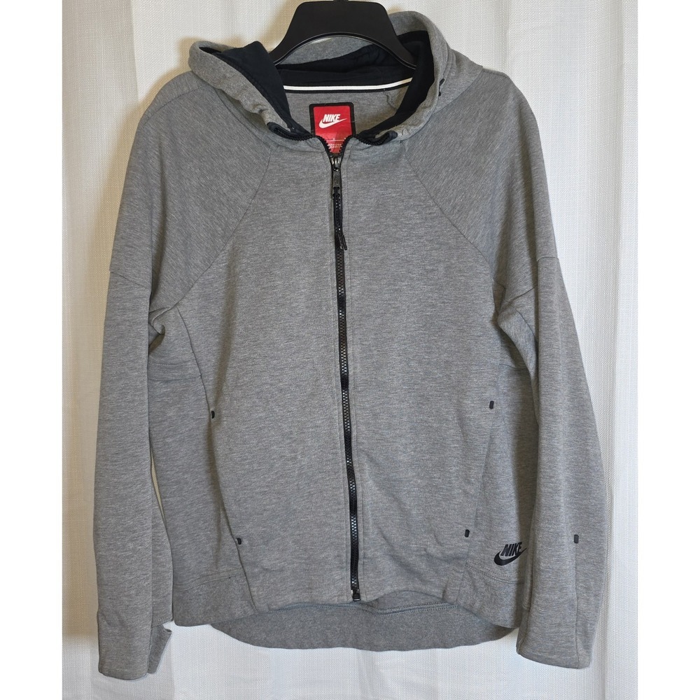 Nike Gray Full-Zip‎ Hooded Track Jacket Women's Size Medium Form Fitting